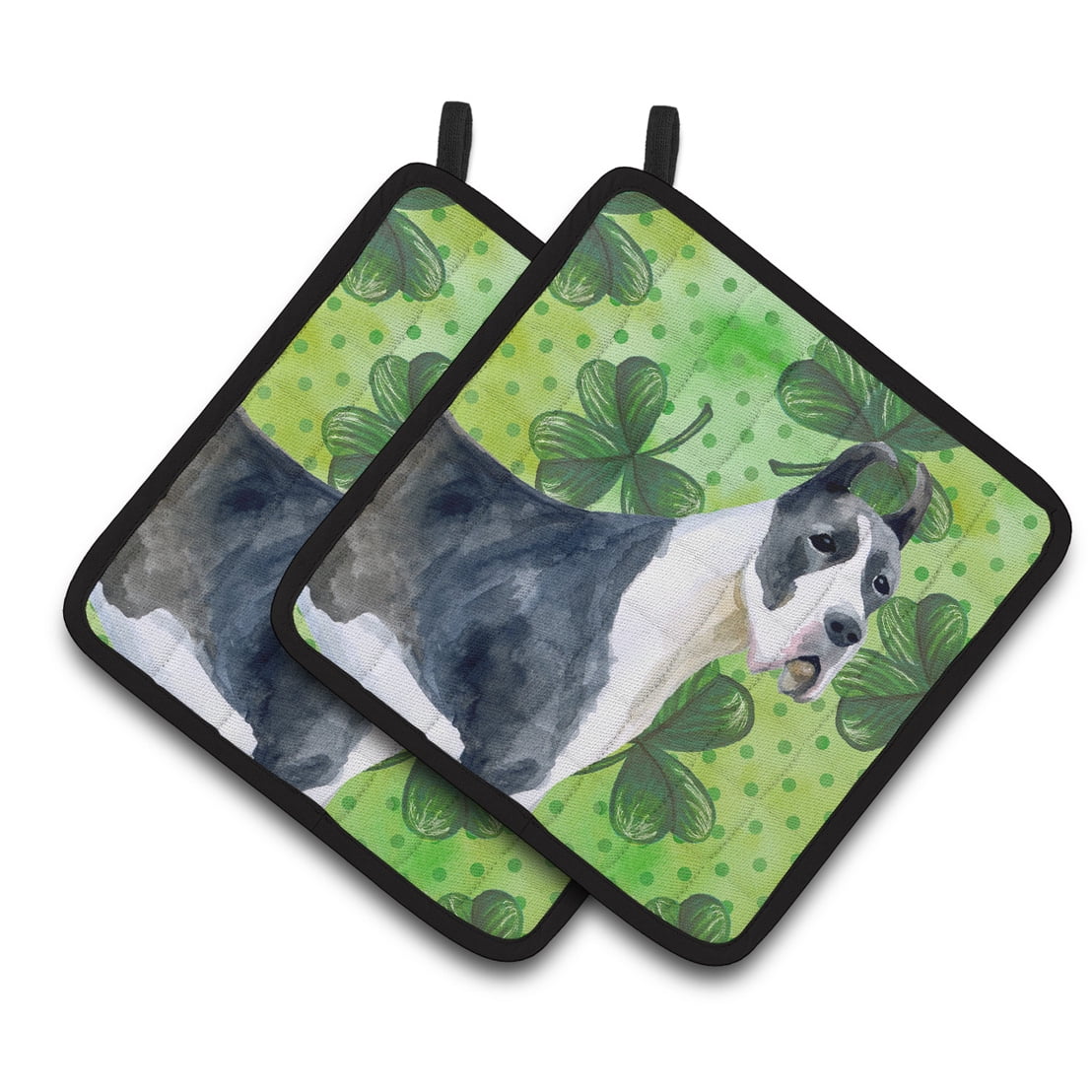 Harlequin Great Dane St Patricks Pair of Pot Holders