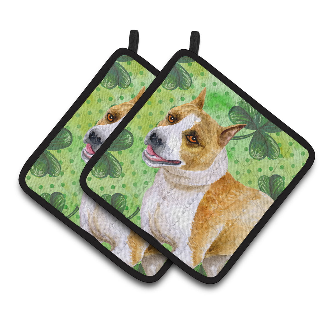 American Staffordshire St Patricks Pair of Pot Holders