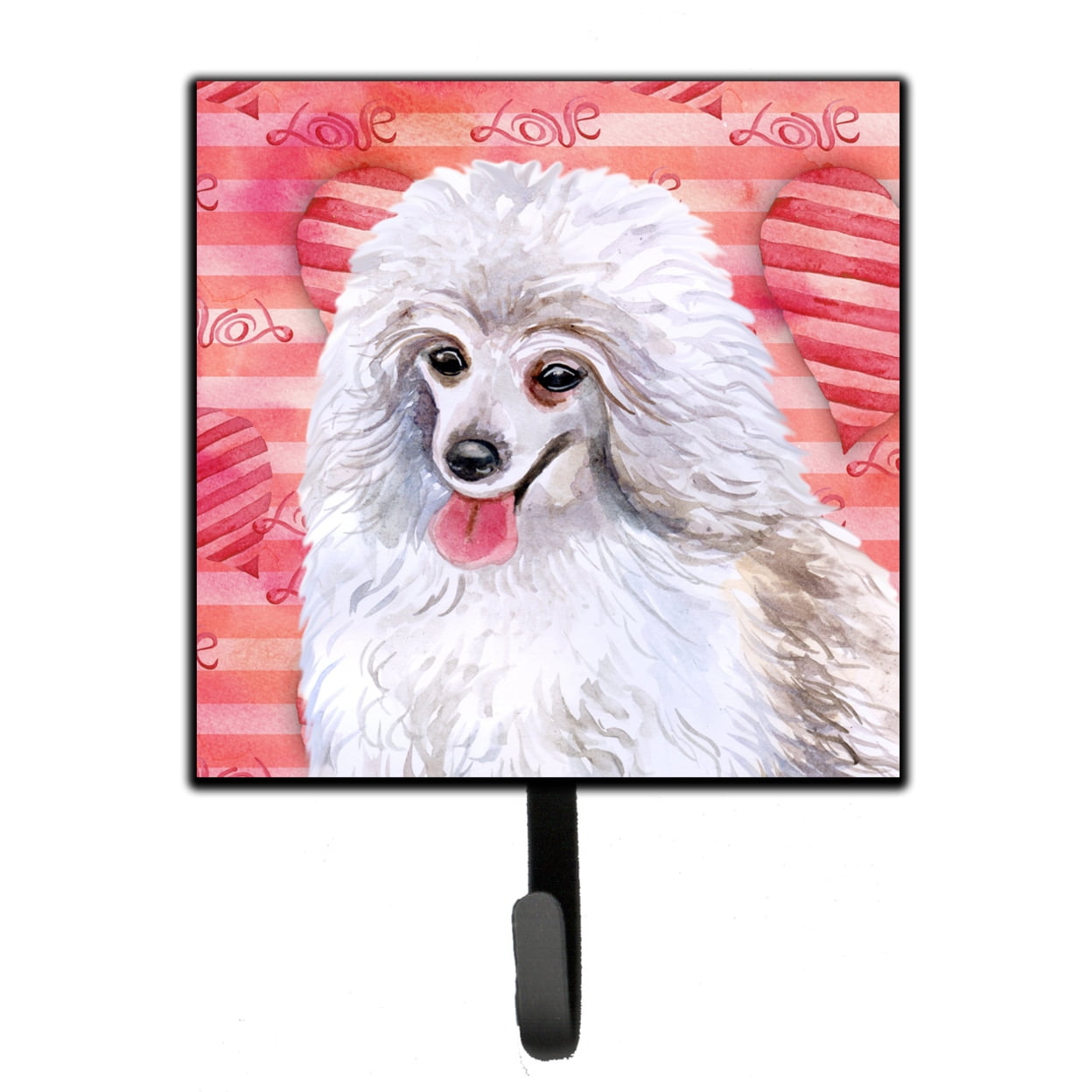 BB9770SH4 Medium White Poodle Love Leash or Key Holder