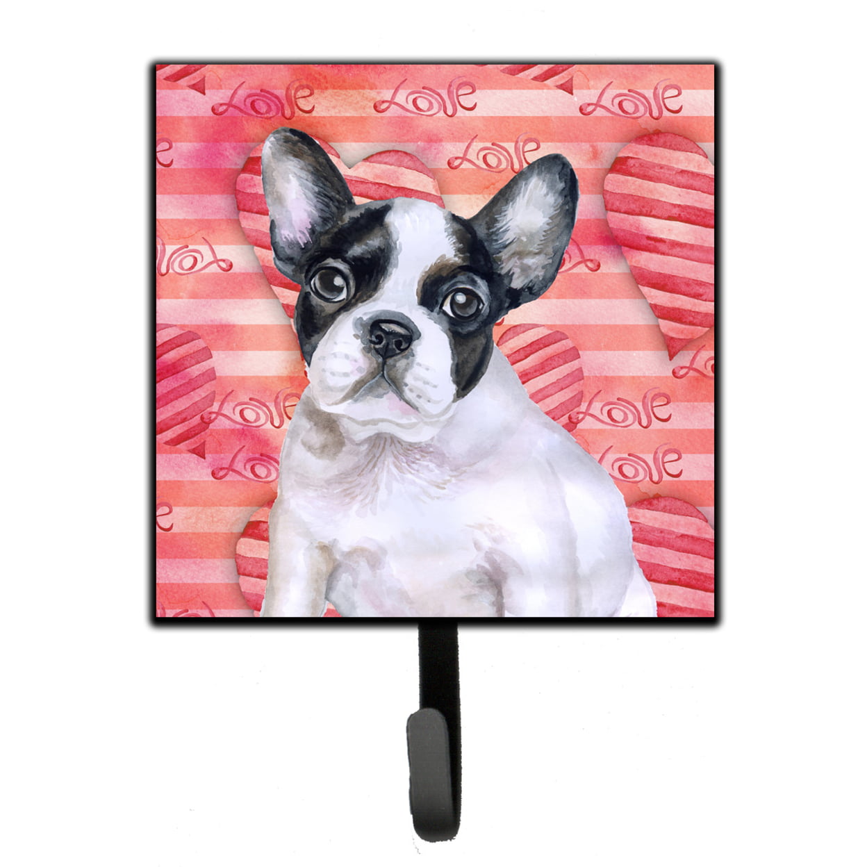 French Bulldog Black White Love Leash or Key Holder