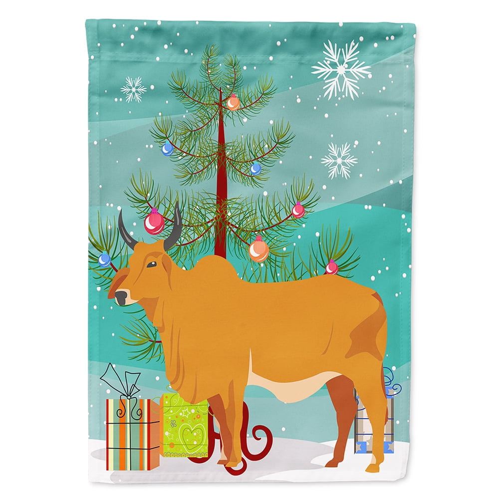 Zebu Indicine Cow Christmas Flag - Canvas House Size