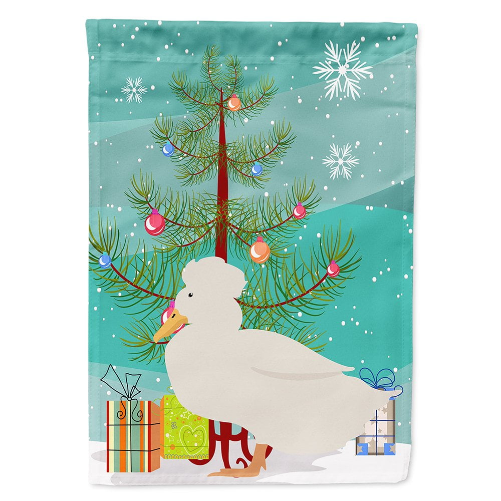 Crested Duck Christmas Flag - Canvas House Size