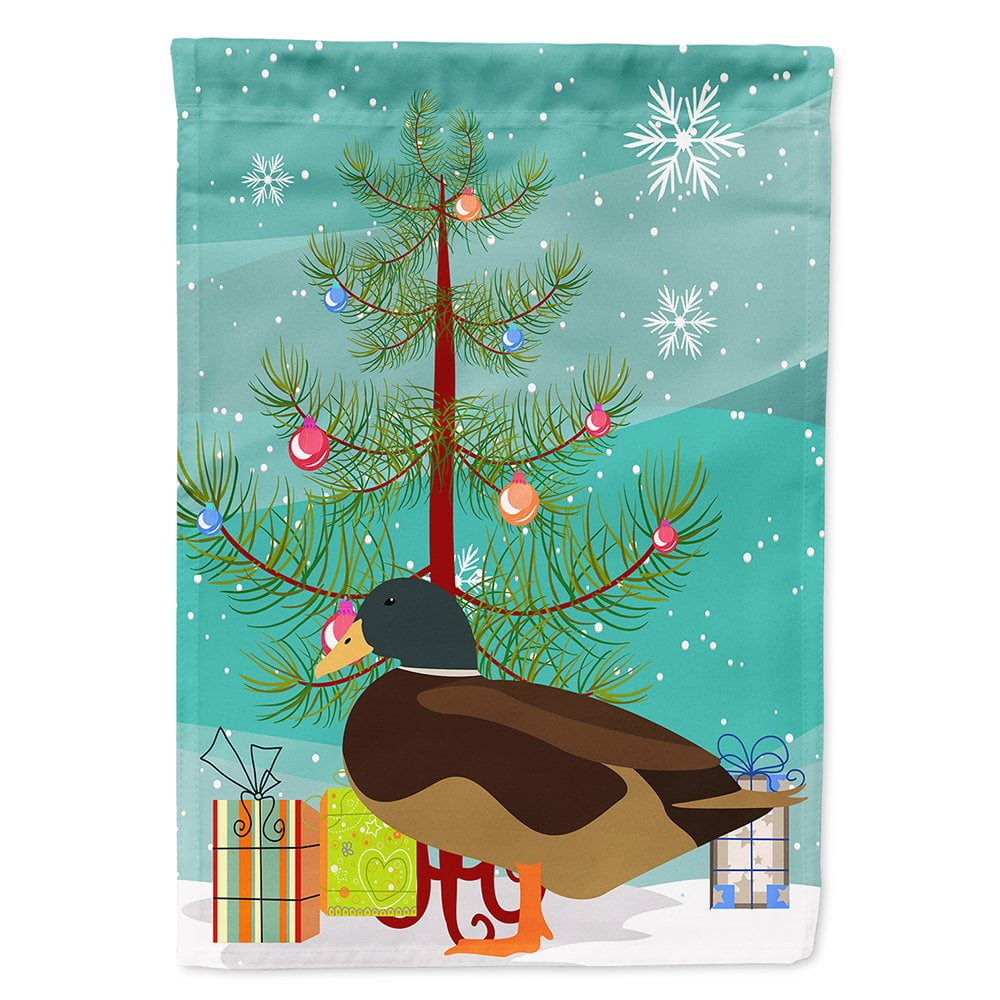 Silver Bantam Duck Christmas Flag - Canvas House Size