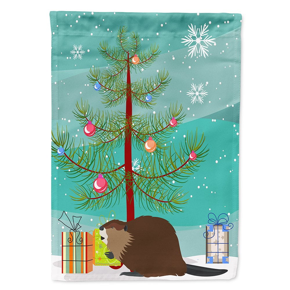 Eurasian Beaver Christmas Flag - Canvas House Size