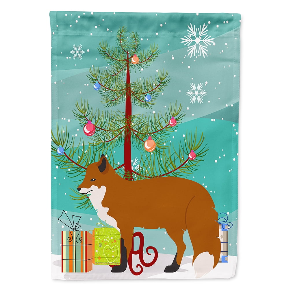 BB9243CHF Red Fox Christmas Flag - Canvas House Size