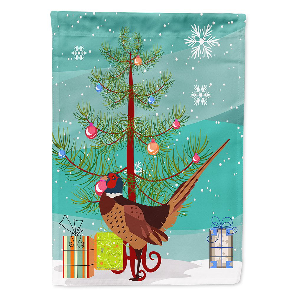 Ring-necked Common Pheasant Christmas Flag - Canvas House Size