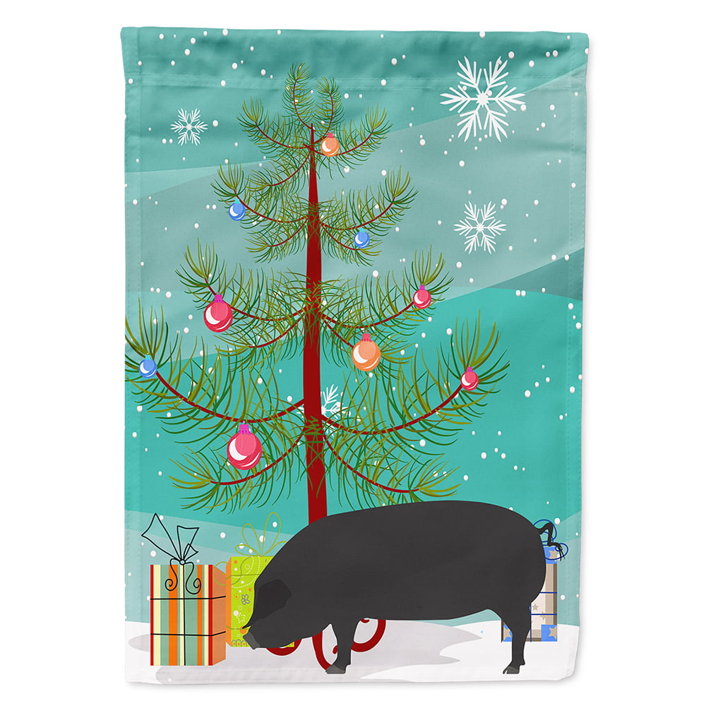 Devon Large Black Pig Christmas Flag - Canvas House Size