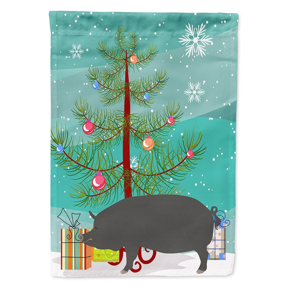 Berkshire Pig Christmas Flag - Canvas House Size