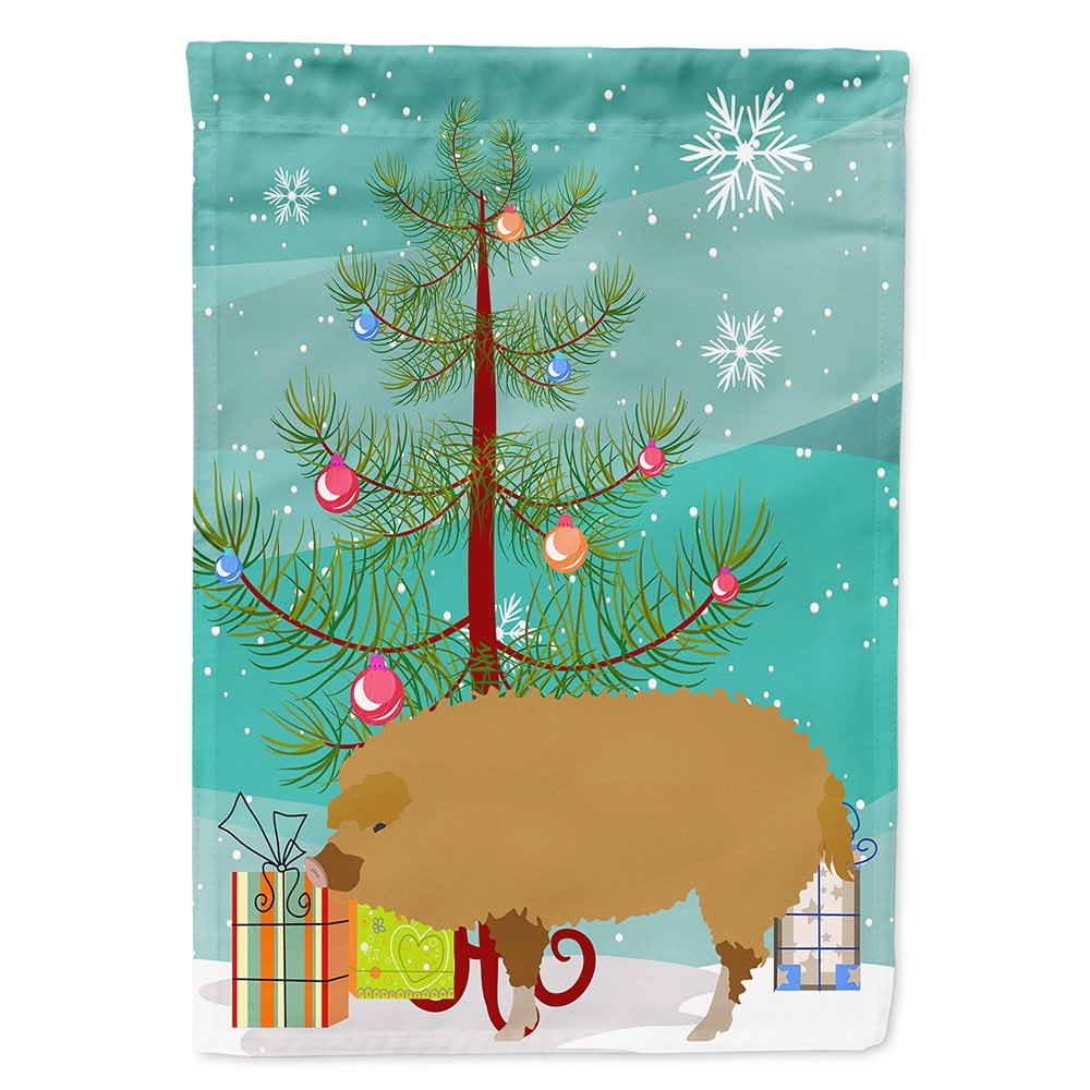 Hungarian Mangalica Pig Christmas Flag - Canvas House Size