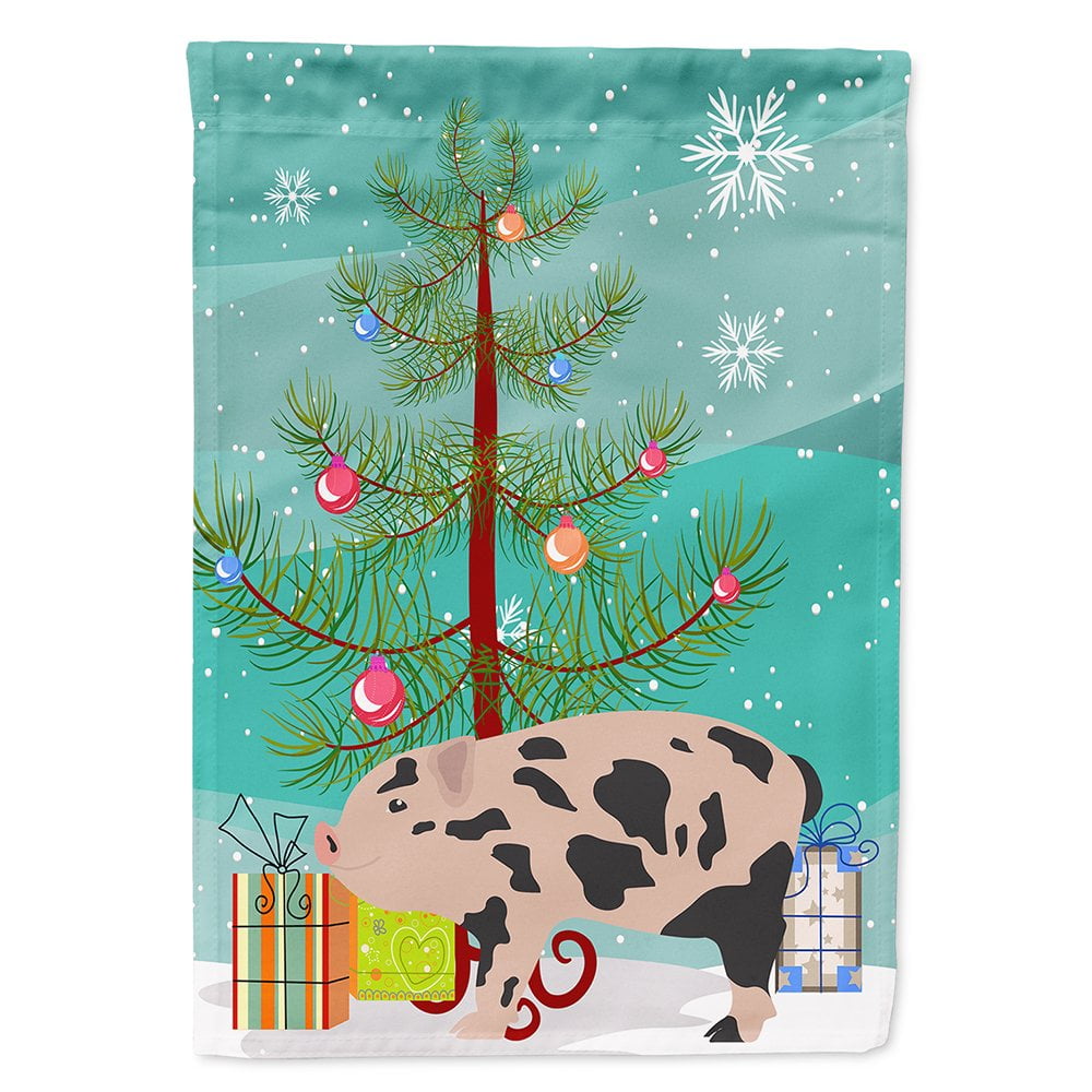 Mini Miniature Pig Christmas Flag - Canvas House Size