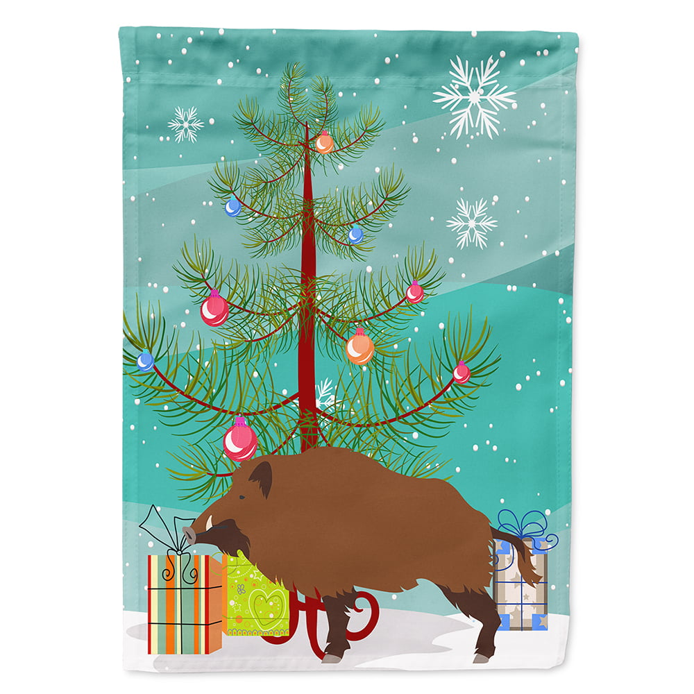 Wild Boar Pig Christmas Flag - Canvas House Size