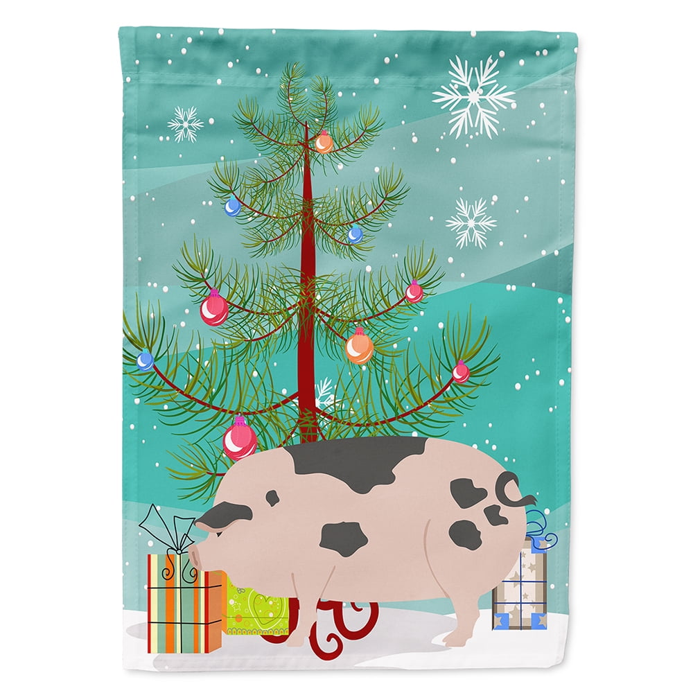 Gloucester Old Spot Pig Christmas Flag - Canvas House Size