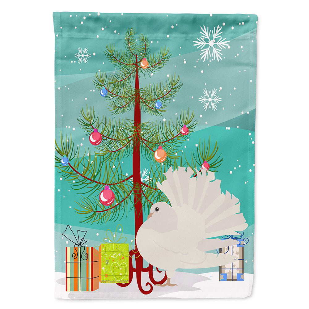 BB9317CHF Silver Fantail Pigeon Christmas Flag - Canvas House Size