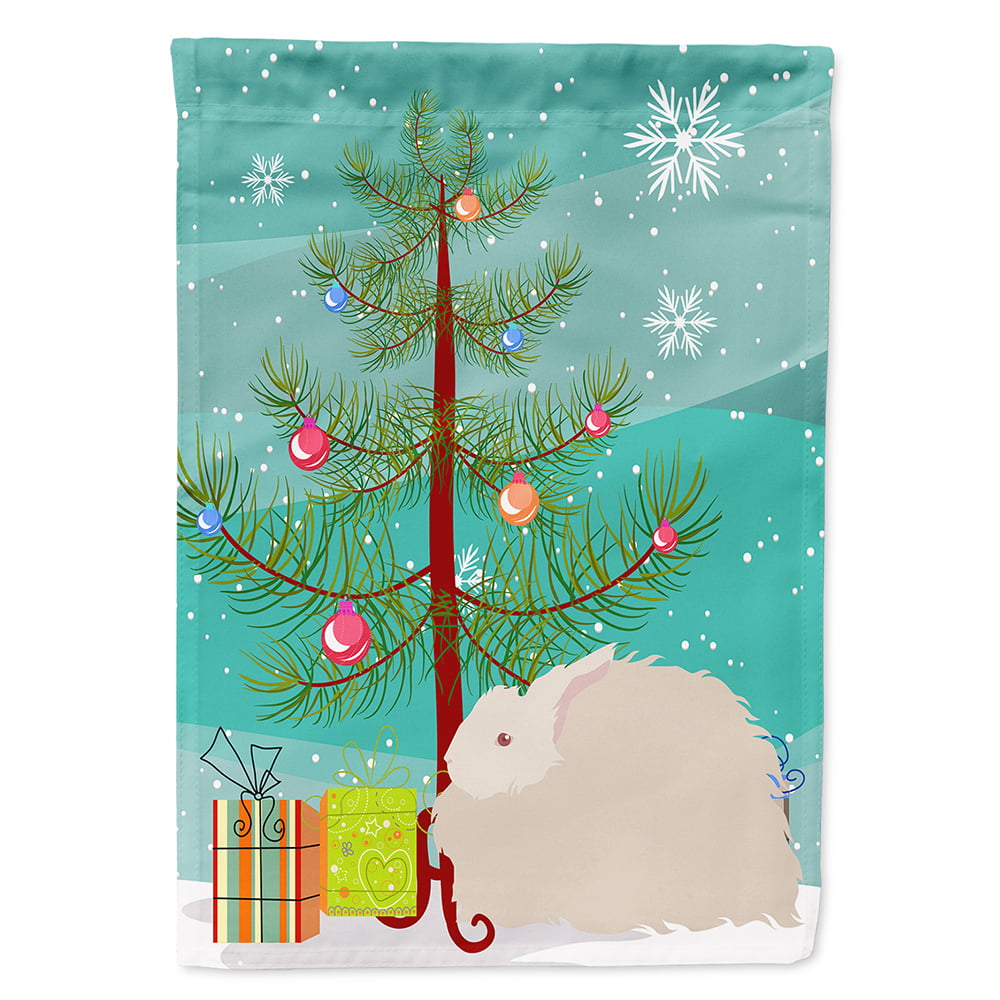 Fluffy Angora Rabbit Christmas Flag - Canvas House Size