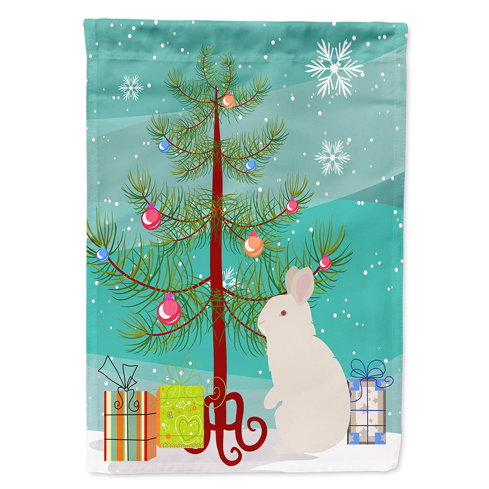 New Zealand White Rabbit Christmas Flag - Canvas House Size