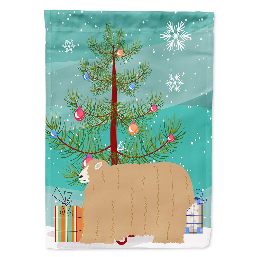 Lincoln Longwool Sheep Christmas Flag - Canvas House Size