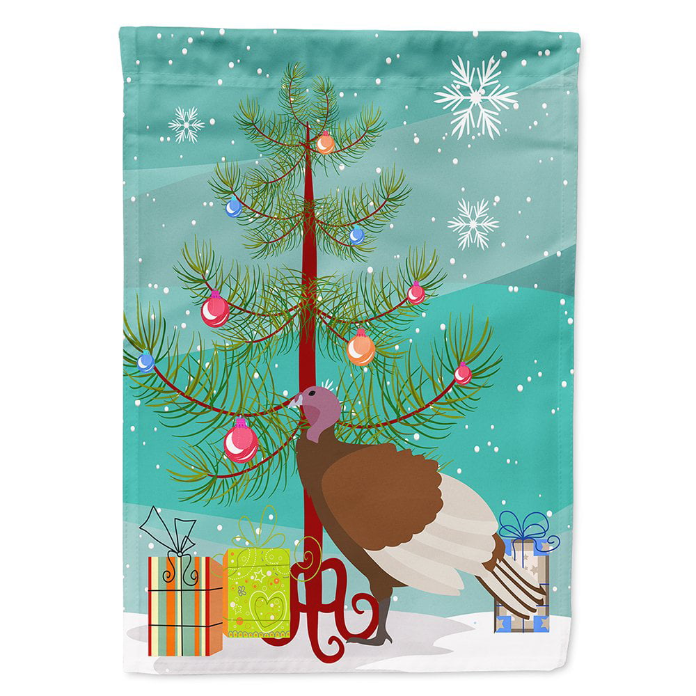 Bourbon Red Turkey Hen Christmas Flag - Canvas House Size
