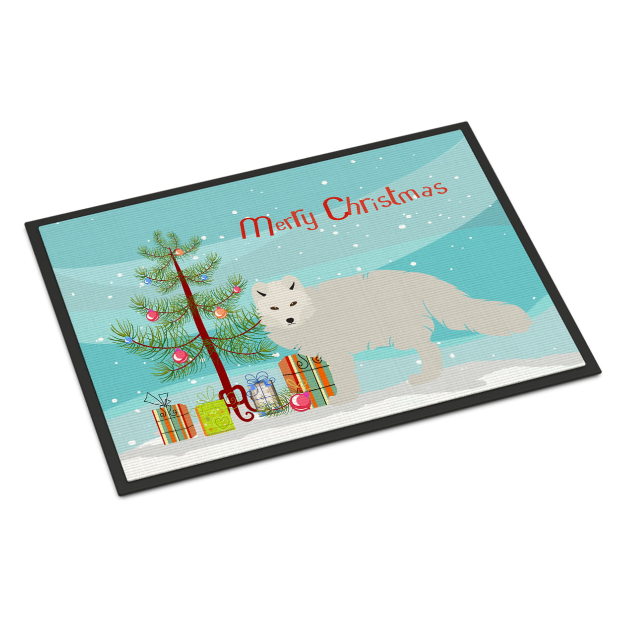 White Arctic Fox Christmas Indoor or Outdoor Mat - 24 x 36 in.