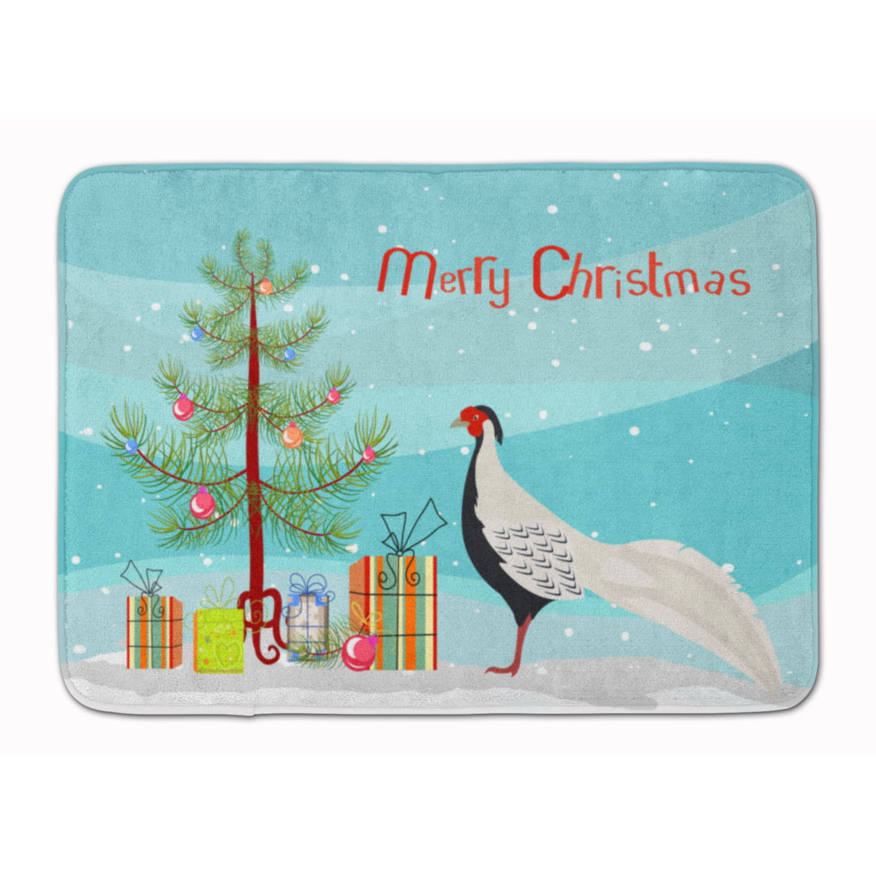 BB9296RUG Silver Pheasant Christmas Machine Washable Memory Foam Mat