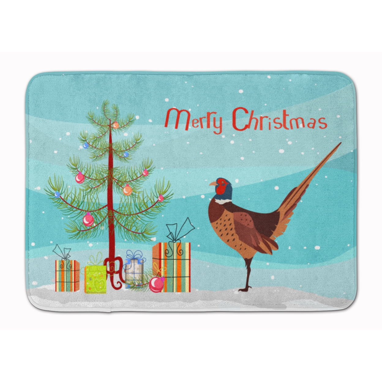 Ring-necked Common Pheasant Christmas Machine Washable Memory Foam Mat