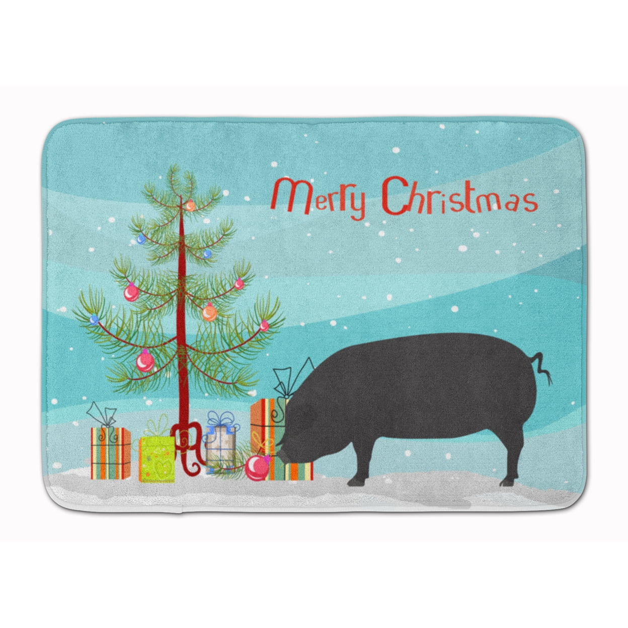 BB9298RUG Devon Large Black Pig Christmas Machine Washable Memory Foam Mat