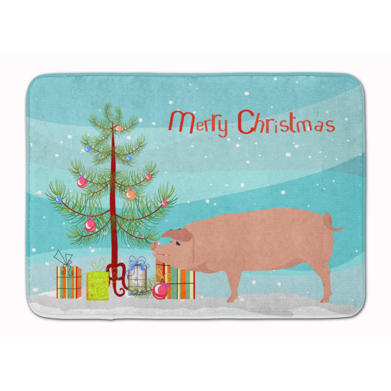 American Landrace Pig Christmas Machine Washable Memory Foam Mat