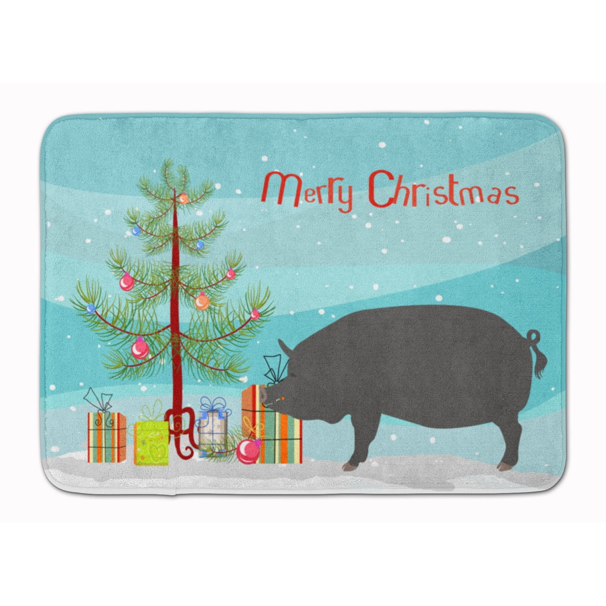 BB9300RUG Berkshire Pig Christmas Machine Washable Memory Foam Mat