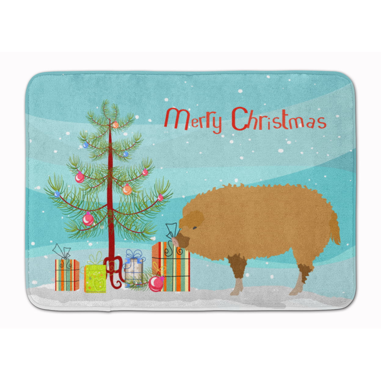 Hungarian Mangalica Pig Christmas Machine Washable Memory Foam Mat