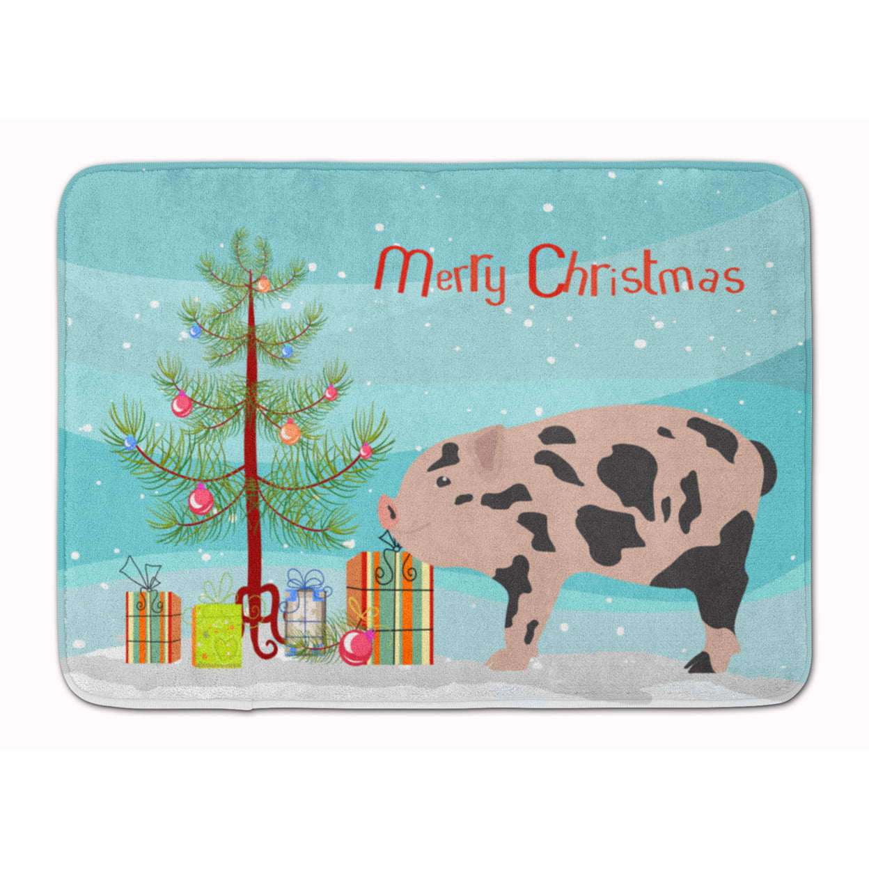 BB9302RUG Mini Miniature Pig Christmas Machine Washable Memory Foam Mat