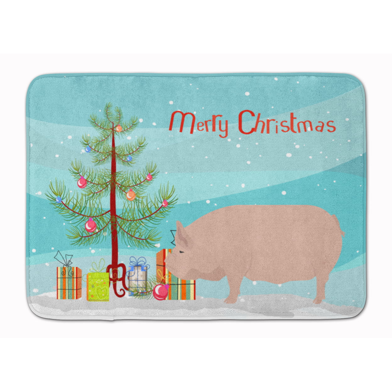 BB9304RUG Welsh Pig Christmas Machine Washable Memory Foam Mat