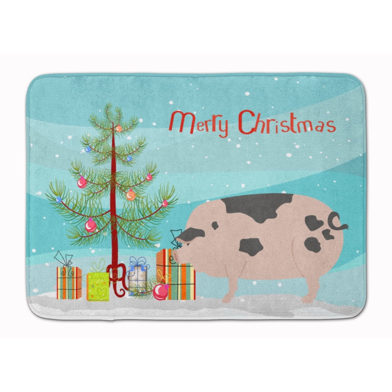 BB9307RUG Gloucester Old Spot Pig Christmas Machine Washable Memory Foam Mat