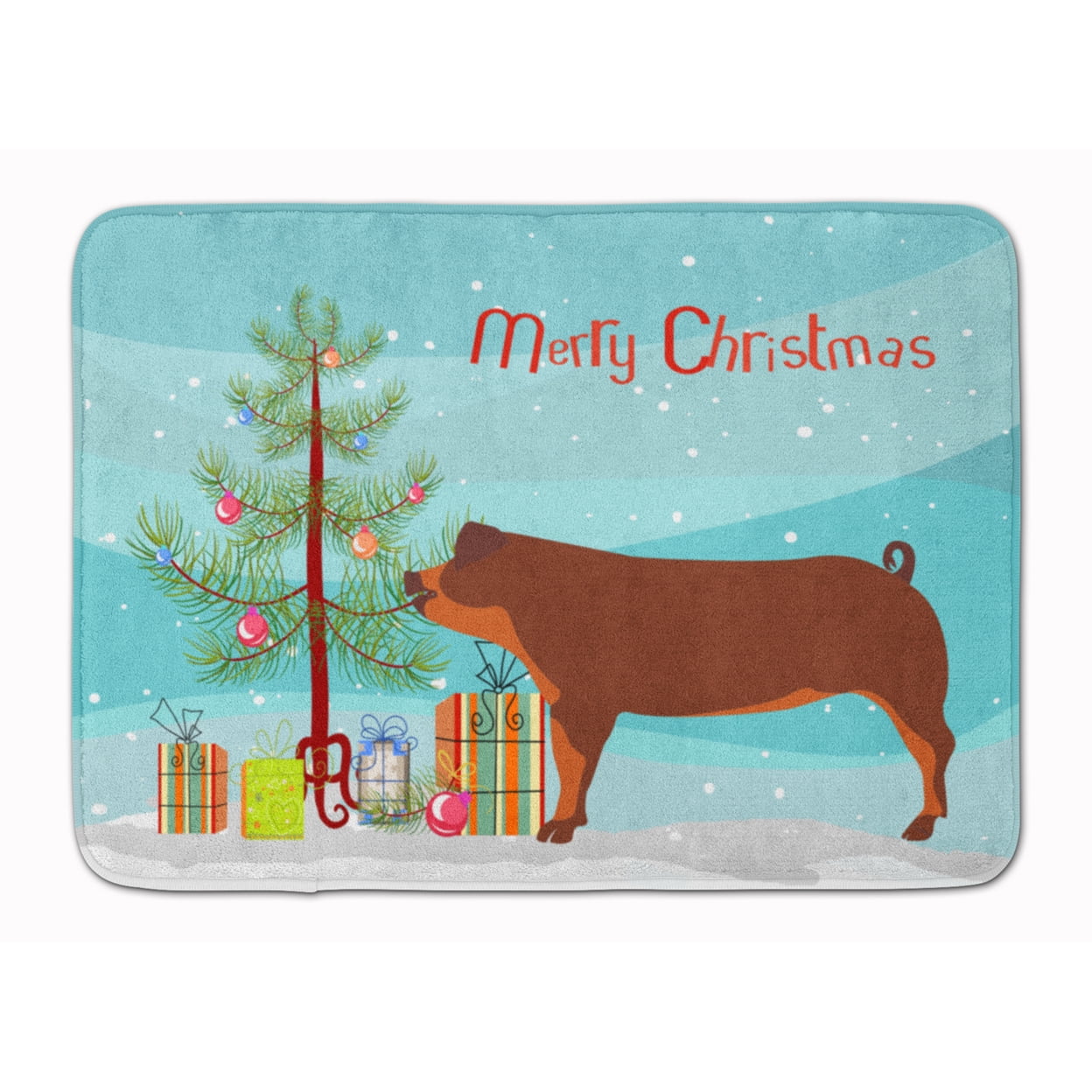 BB9309RUG Duroc Pig Christmas Machine Washable Memory Foam Mat