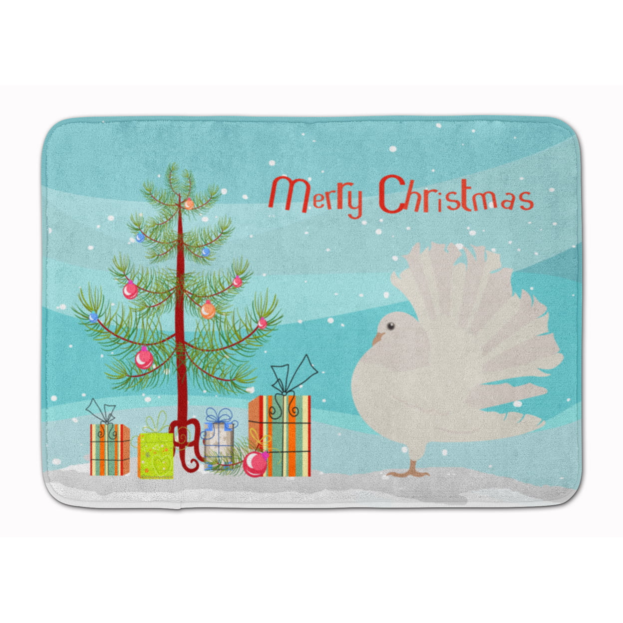 Silver Fantail Pigeon Christmas Machine Washable Memory Foam Mat