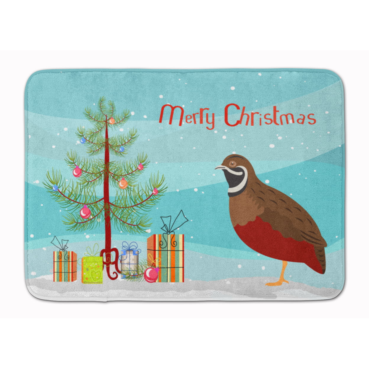 Chinese Painted or King Quail Christmas Machine Washable Memory Foam Mat