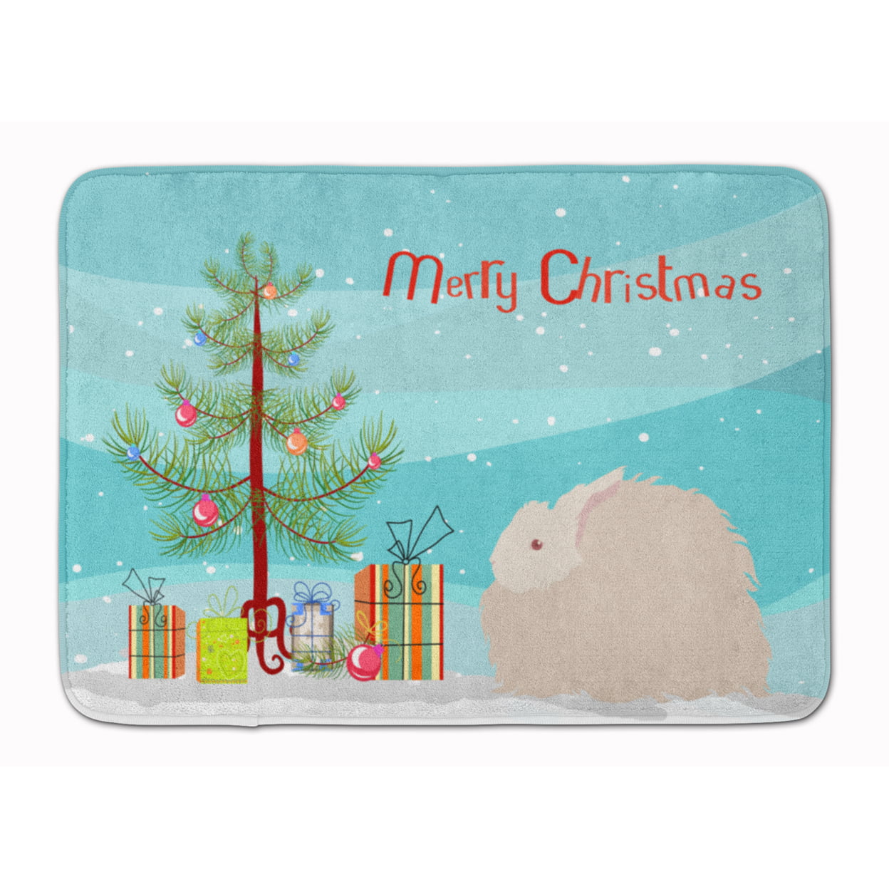 BB9326RUG Fluffy Angora Rabbit Christmas Machine Washable Memory Foam Mat