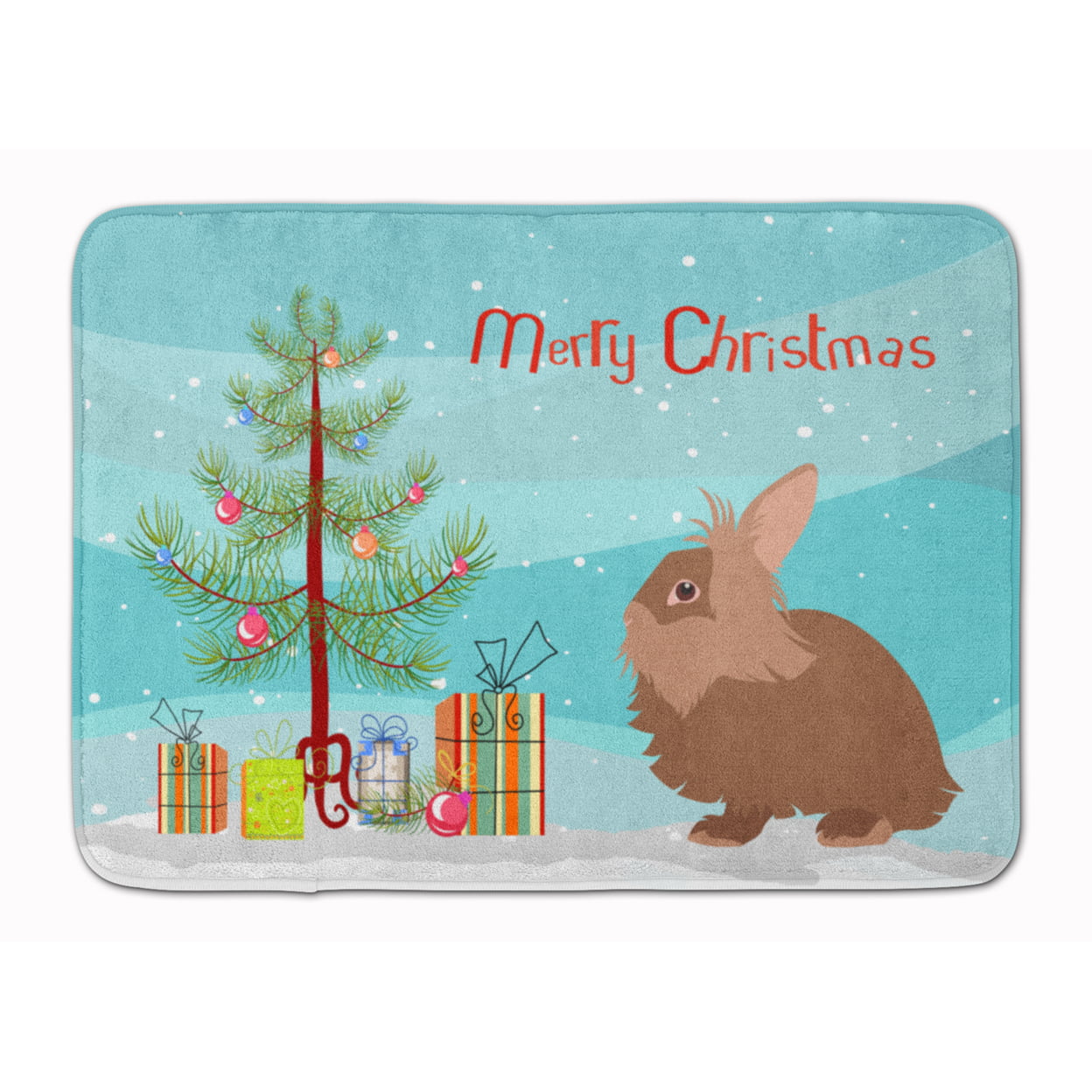 BB9327RUG Lionhead Rabbit Christmas Machine Washable Memory Foam Mat