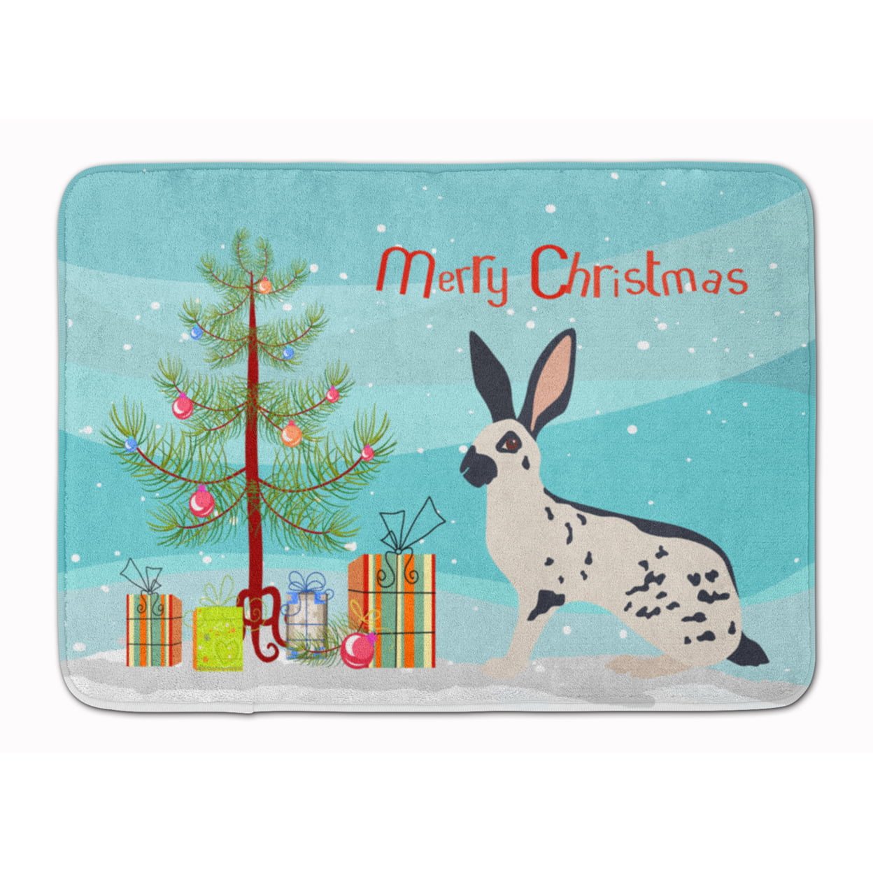 BB9328RUG English Spot Rabbit Christmas Machine Washable Memory Foam Mat