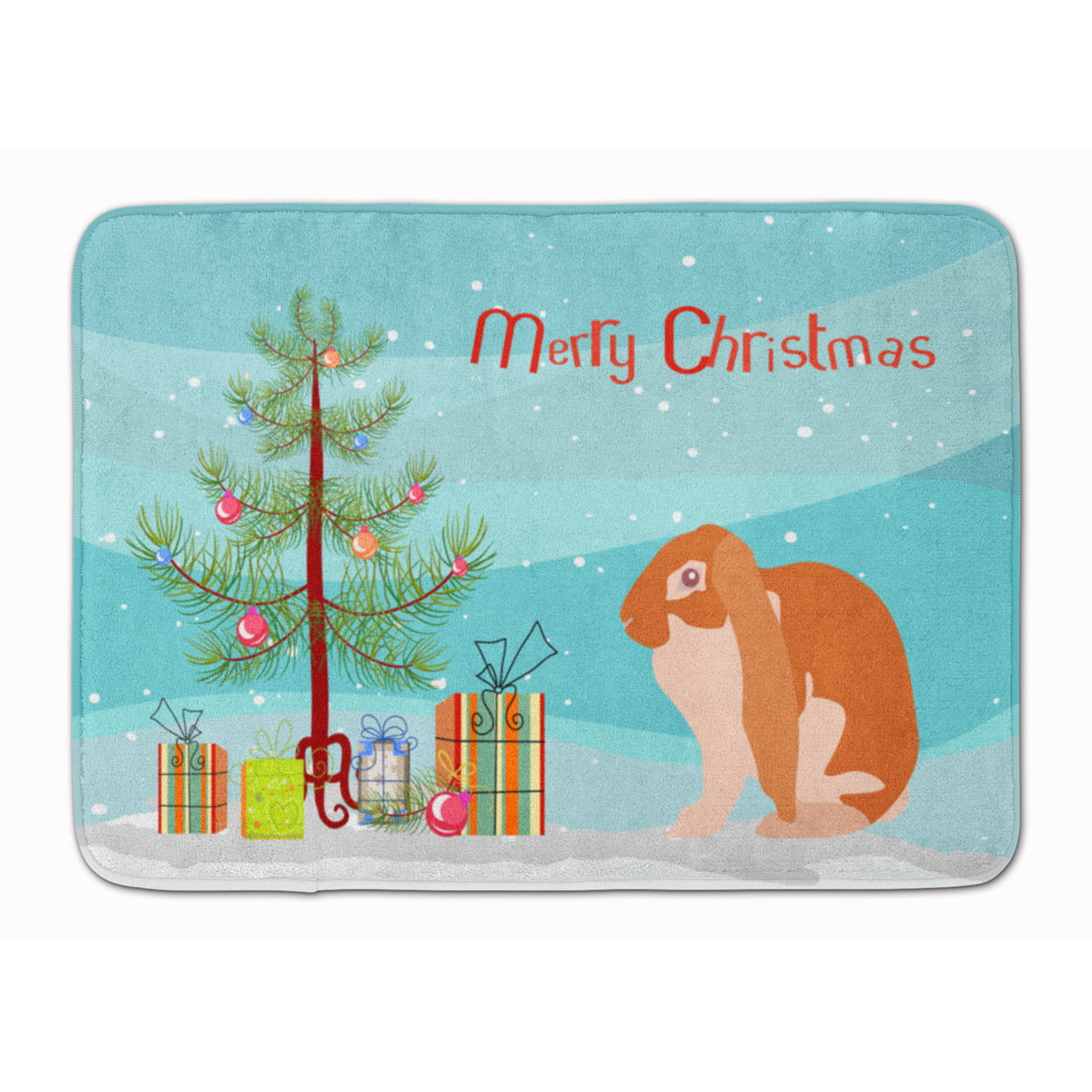BB9329RUG English Lop Rabbit Christmas Machine Washable Memory Foam Mat