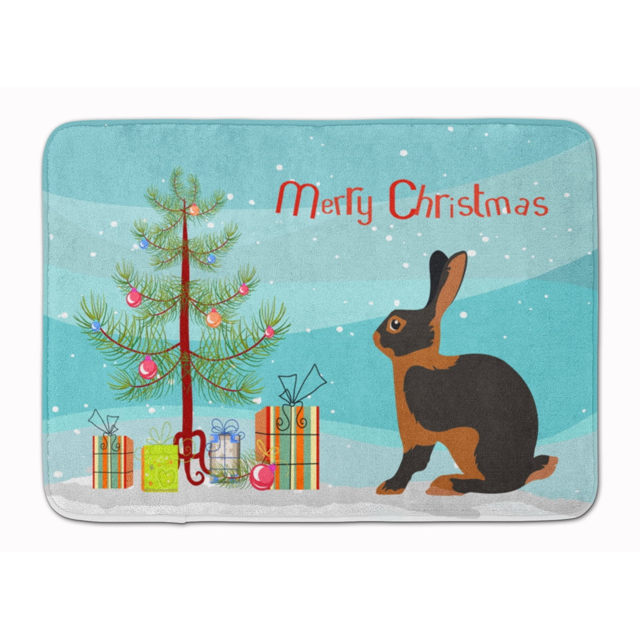 BB9330RUG Tan Rabbit Christmas Machine Washable Memory Foam Mat