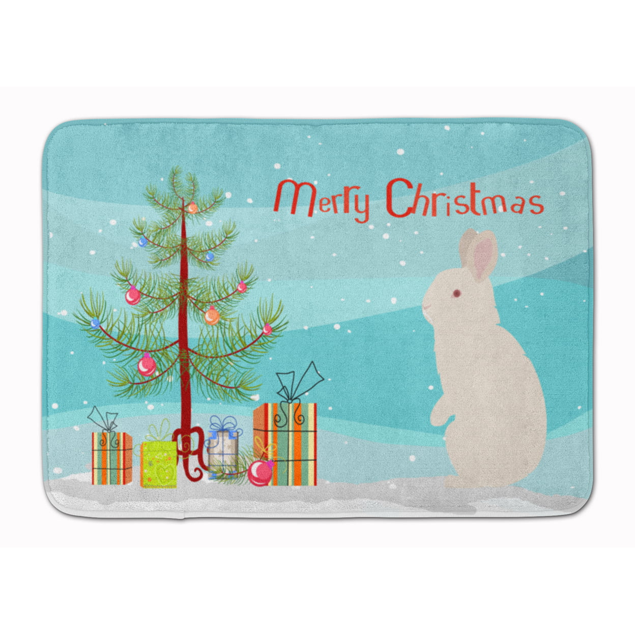 BB9332RUG New Zealand White Rabbit Christmas Machine Washable Memory Foam Mat