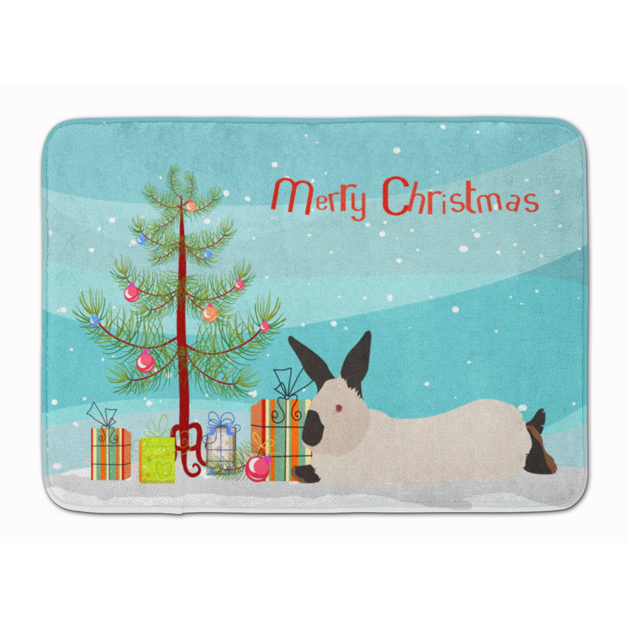 BB9334RUG California White Rabbit Christmas Machine Washable Memory Foam Mat