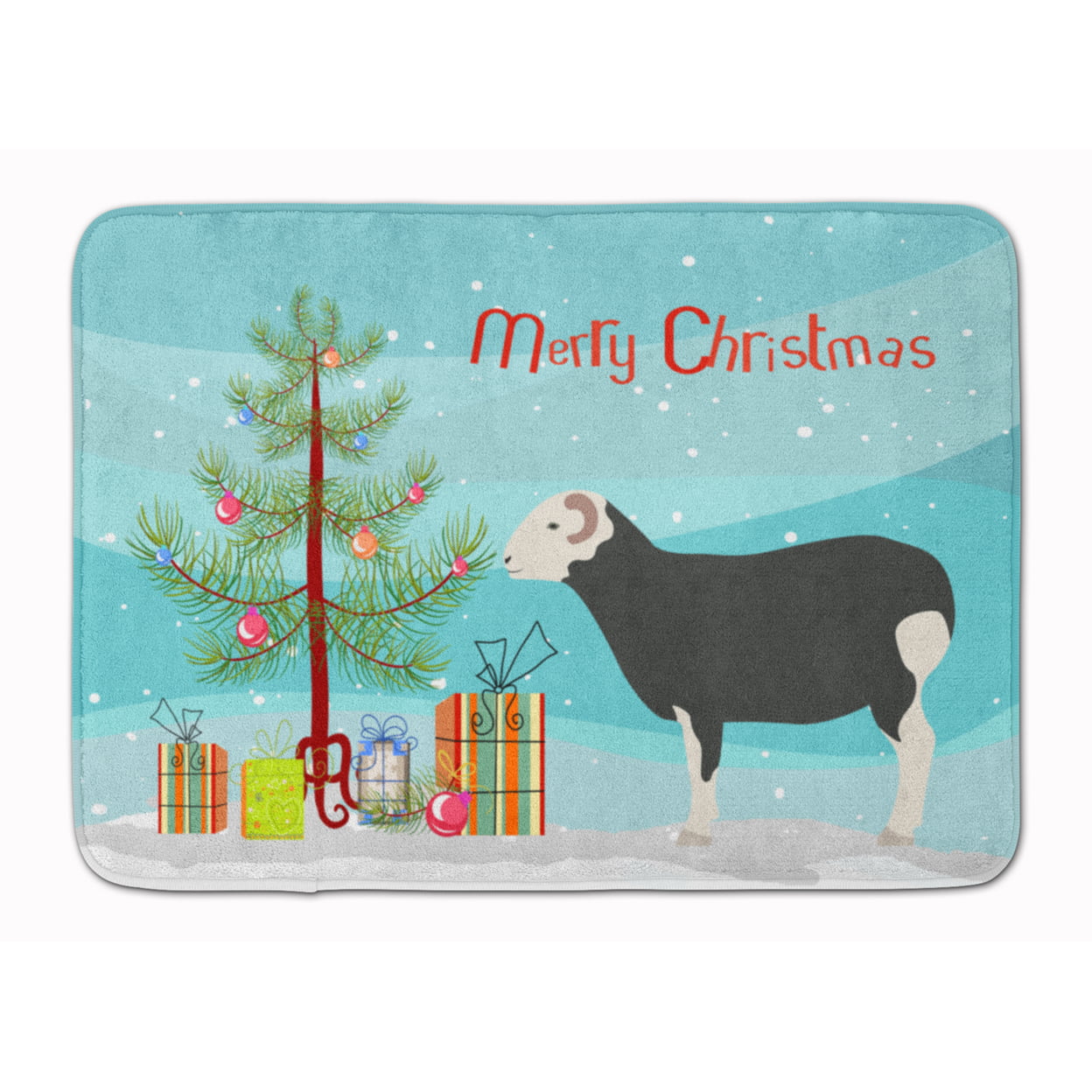 BB9337RUG Herwick Sheep Christmas Machine Washable Memory Foam Mat