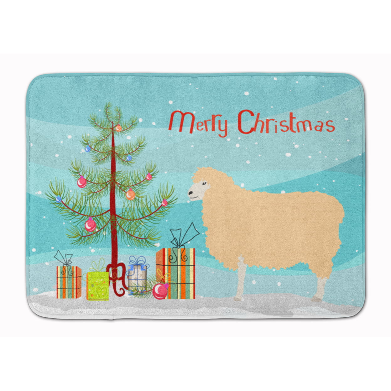 English Leicester Longwool Sheep Christmas Machine Washable Memory Foam Mat