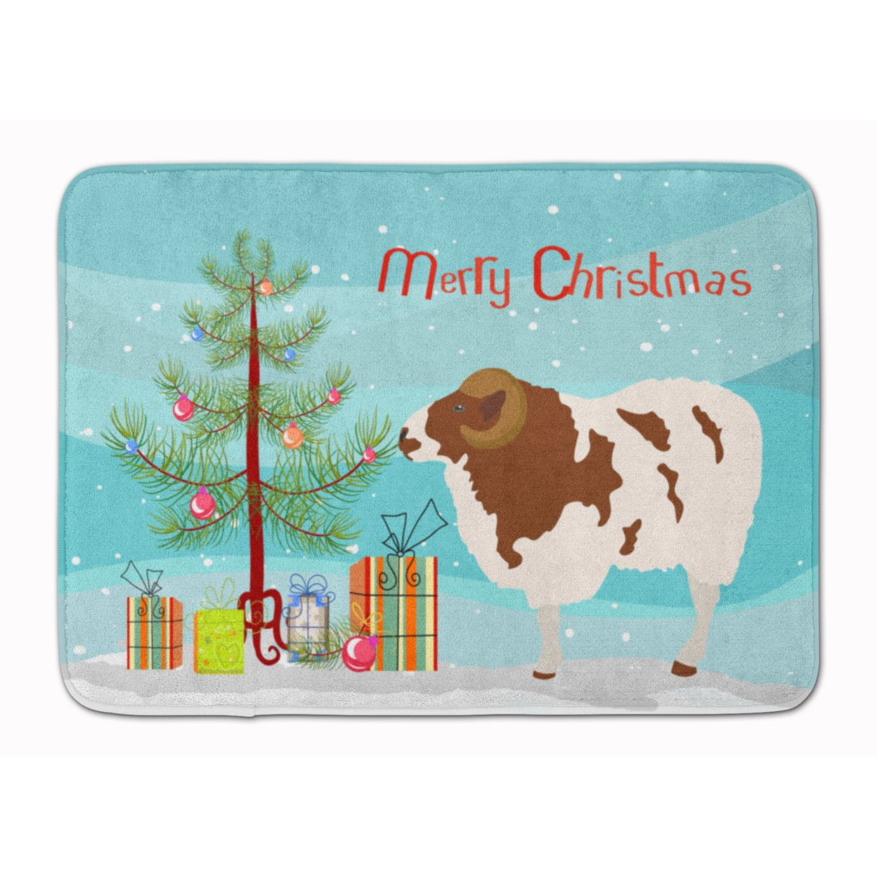 BB9342RUG Jacob Sheep Christmas Machine Washable Memory Foam Mat