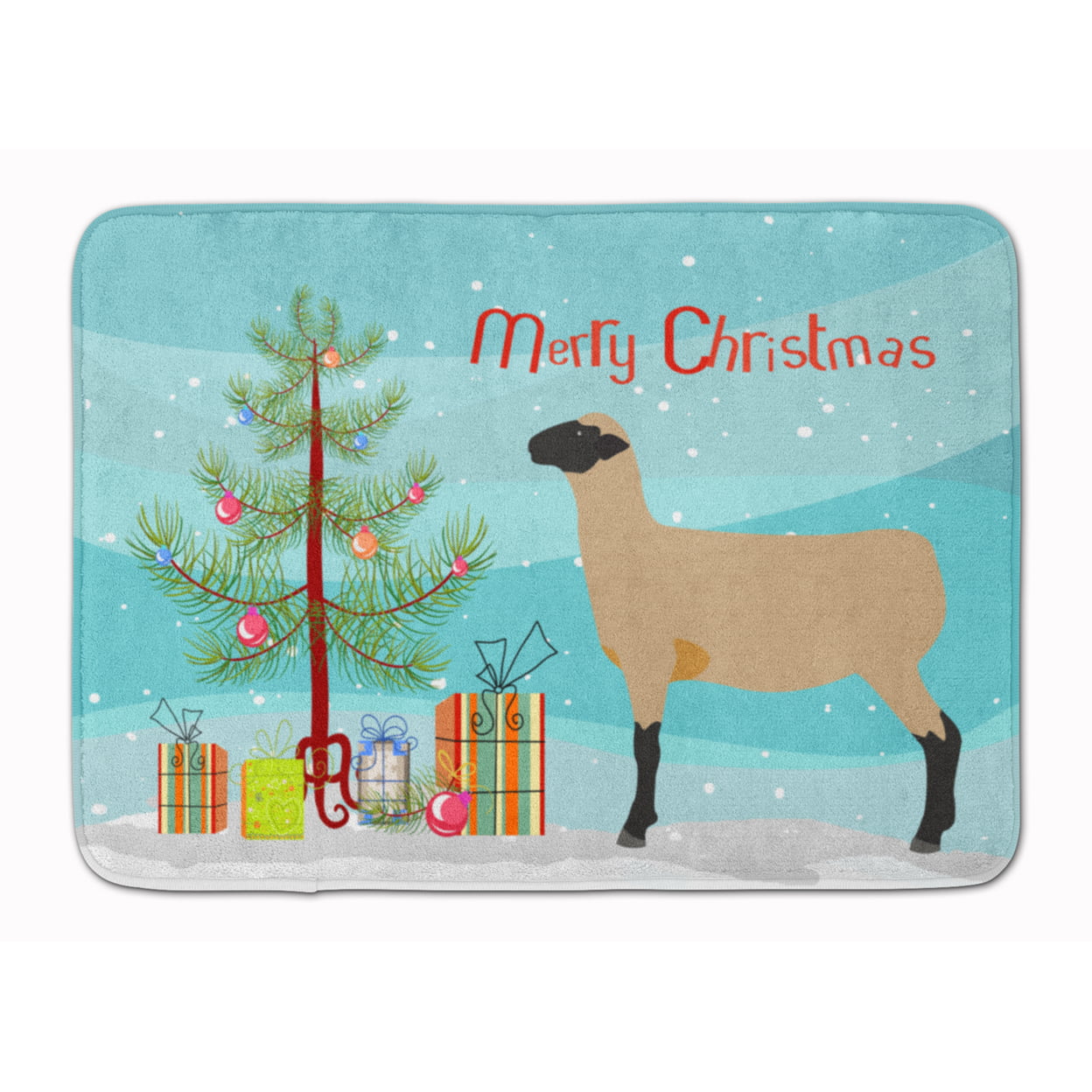 BB9343RUG Hampshire Down Sheep Christmas Machine Washable Memory Foam Mat