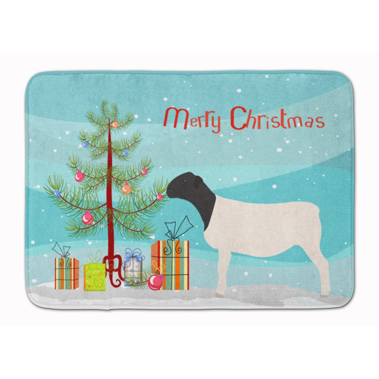 BB9345RUG Dorper Sheep Christmas Machine Washable Memory Foam Mat