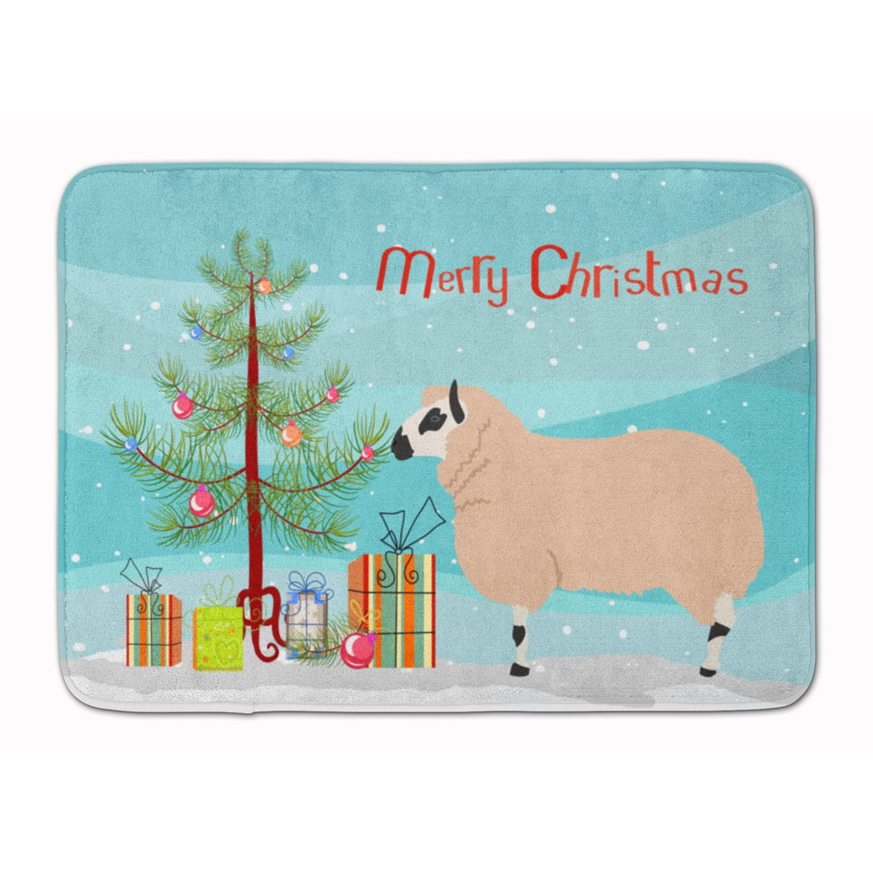 BB9346RUG Kerry Hill Sheep Christmas Machine Washable Memory Foam Mat