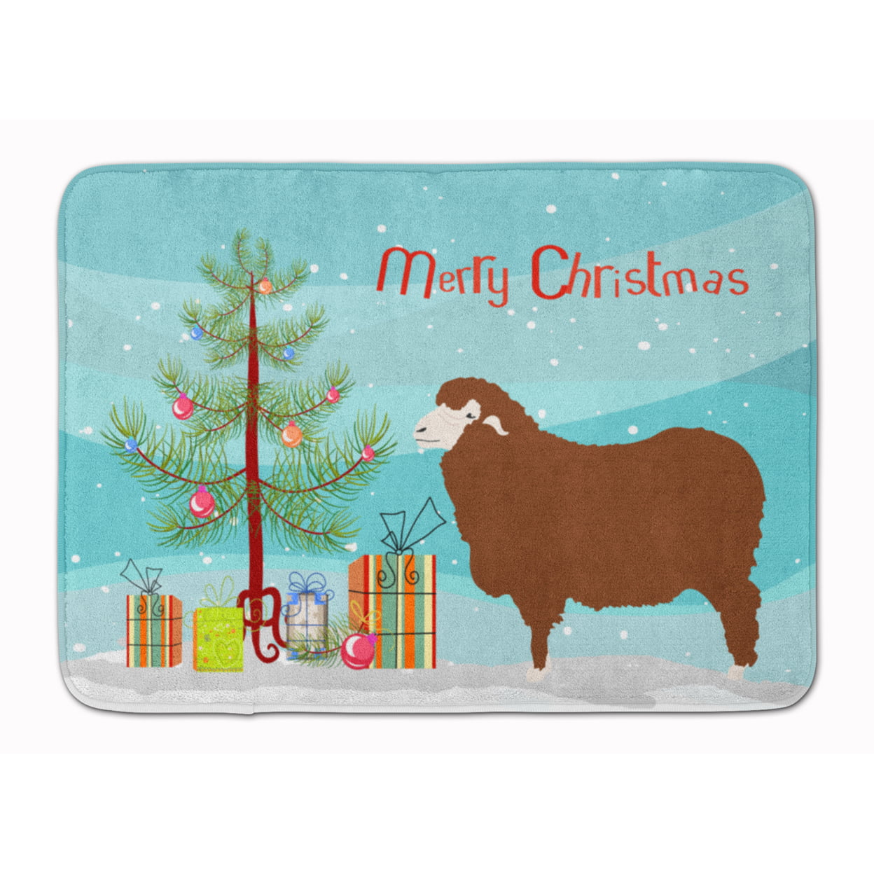 BB9348RUG Merino Sheep Christmas Machine Washable Memory Foam Mat