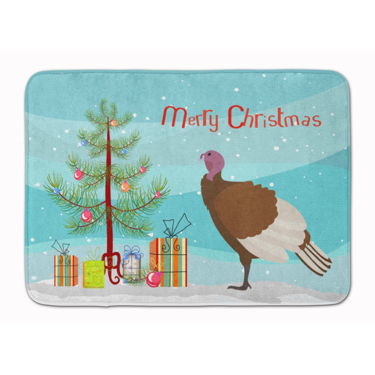 BB9349RUG Bourbon Red Turkey Hen Christmas Machine Washable Memory Foam Mat