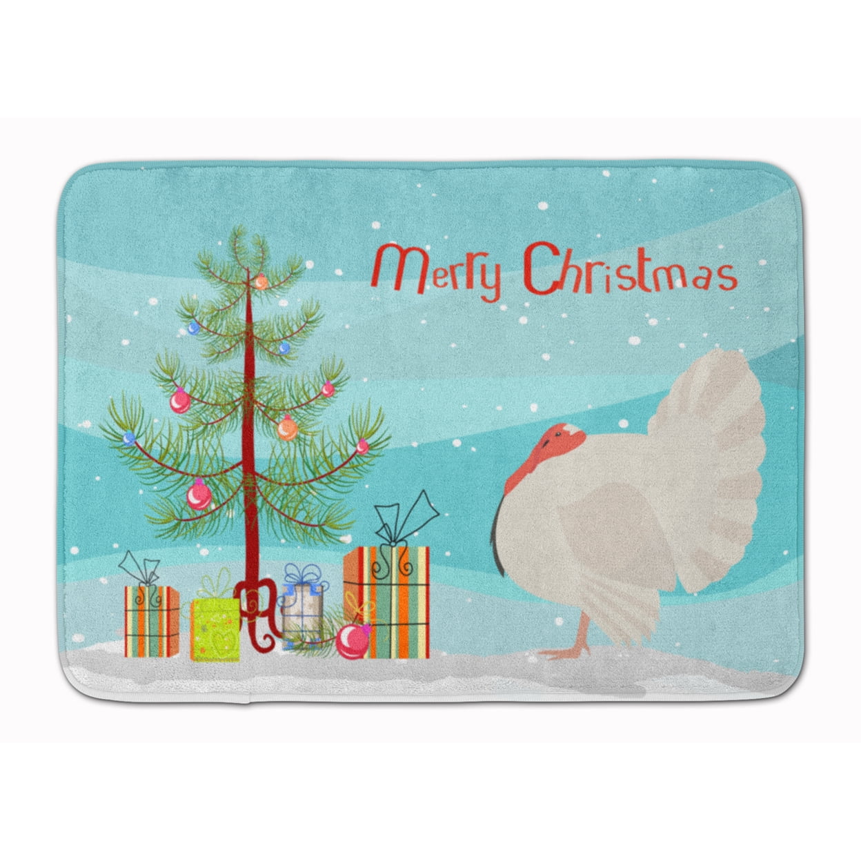 White Holland Turkey Christmas Machine Washable Memory Foam Mat